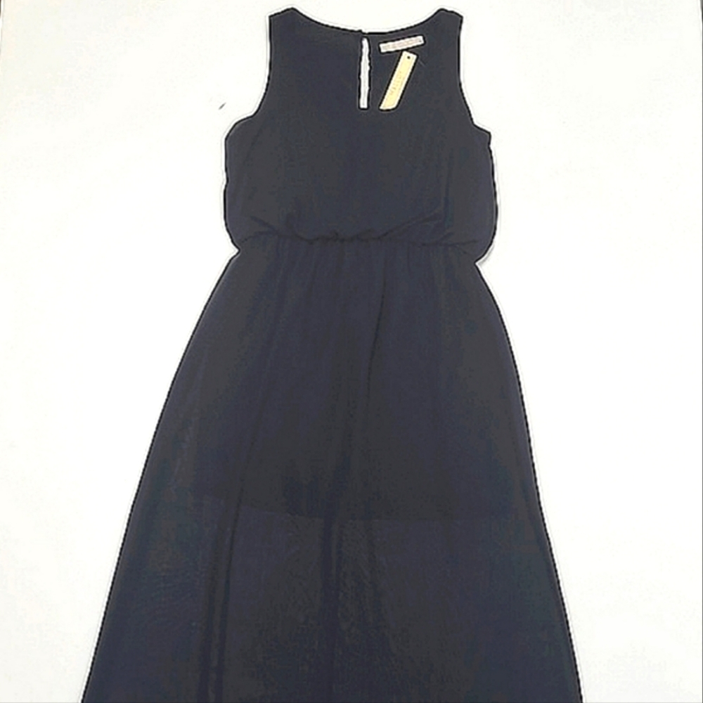 Malloy Maxi Dress Evening Sheer Flowy Skirt Solid Mini Lining Keyhole Back NWT - Picture 13 of 17